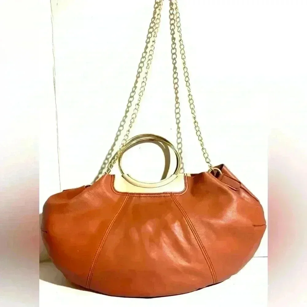 Falor brown leather shoulder handbag